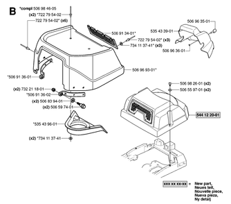 Hood Diagram and Parts List for R13AWD (965079901)(2006-01) Husqvarna Lawn Tractor