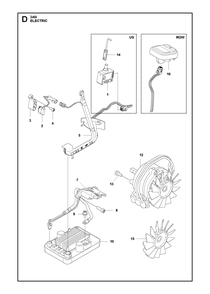 Electrical Diagram and Parts List for 340I  Husqvarna Chainsaw