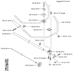 Shaft/Tube/Handle Diagram and Parts List for 322R 2000-04 Husqvarna Brush Cutter