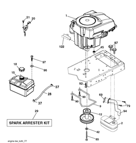 Engine Diagram and Parts List for LT1597 (96041041100)(2017-08) Husqvarna Lawn Tractor