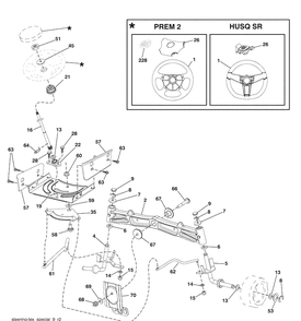 Steering Assembly Diagram and Parts List for 2246LS (96043006300)(2008-11) Husqvarna Lawn Mower