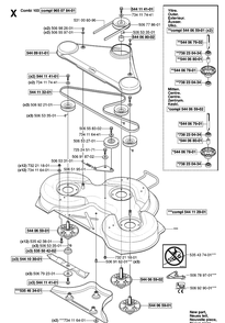 103cm Cutting Deck Diagram and Parts List for RIDER155AWD (965080001)(2006-01) Husqvarna Lawn Mower