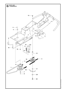 Transmission Diagram and Parts List for R316TAWD (966757601)(2012) Husqvarna Lawn Mower