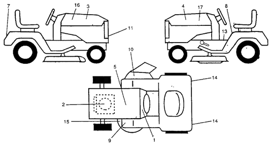 Decals Diagram and Parts List for YT180 (954000652-A)(1994-01) Husqvarna Lawn Tractor