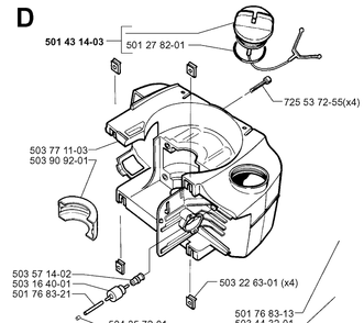 Crankcase Diagram and Parts List for 225HBV 19970500001-20000100000 Husqvarna Leaf Blower / Vacuum