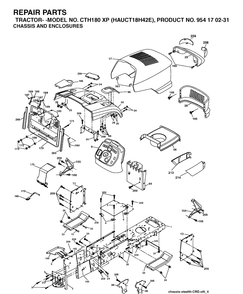 Chassis And Enclosures Diagram and Parts List for CTH180XP (HAUCT18H42E)(2004-09) Husqvarna Lawn Tractor