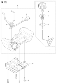 Fuel Tank 2 Diagram and Parts List for 243RJ 20090900001-20113200000 Husqvarna Brush Cutter