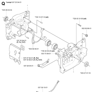 Crankcase Diagram and Parts List for 343F 20043100001-20064000000 Husqvarna Brush Cutter
