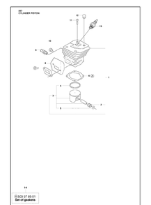 Cylinder Piston Diagram and Parts List for 357 2010-02 Husqvarna Chainsaw