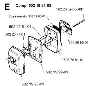 Muffler Diagram and Parts List for 232RCAT 19954500001-Current Husqvarna Brush Cutter