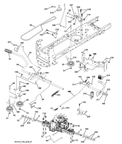 Drive Diagram and Parts List for YTH21K46 (96043012001)(2011-01) Husqvarna Lawn Tractor