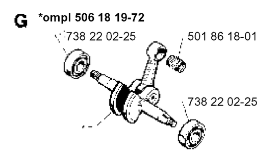 Crankshaft Diagram and Parts List for 262XP 1993-12 Husqvarna Chainsaw