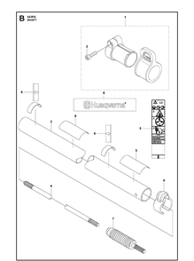Shaft Diagram and Parts List for 543RS 20192200001-Current Husqvarna Brush Cutter