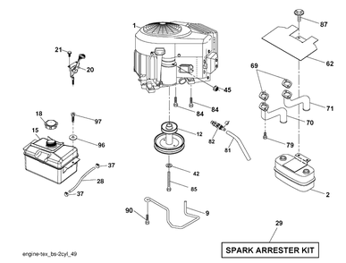 Engine Diagram and Parts List for YTH22V42 (917289620)(2010-05) Husqvarna Lawn Mower