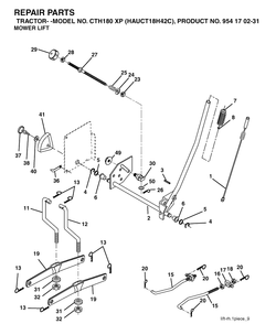 Mower Lift / Deck Lift Diagram and Parts List for CTH180XP (HAUCT18H42C)(2004-09) Husqvarna Lawn Tractor