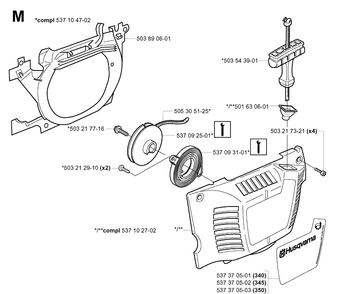 Starter Diagram and Parts List for 340 20041000001-Current Husqvarna Chainsaw