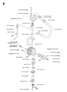 Cylinder, Piston And Muffler Diagram and Parts List for 356BF 20044000001-20144899999 Husqvarna Leaf Blower / Vacuum