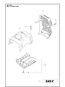 Cylinder Cover Diagram and Parts List for 545F  Husqvarna Brush Cutter