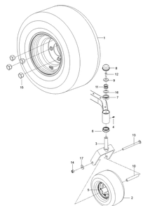 Wheels And Tires Diagram and Parts List for Z242F  Husqvarna Lawn Mower