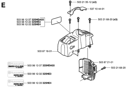 Cover Diagram and Parts List for 325HDA55X 20011800001 - 20040100000 Husqvarna Hedge Trimmer
