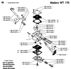 Carburetor Details 2 Diagram and Parts List for 55 19914000001-19942300000 Husqvarna Chainsaw