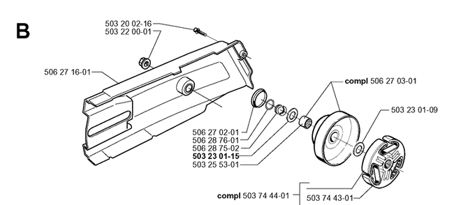 Clutch Diagram and Parts List for 371K 1999-04 Husqvarna Lawn Tractor Accessories