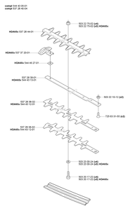 Cutting Blades Diagram and Parts List for HA850 2007-01 Husqvarna Hedge Trimmer
