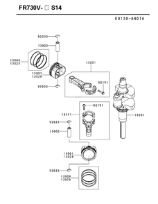Piston And Crankshaft Diagram and Parts List for FR730V-AS14 2018-11 Husqvarna Engine