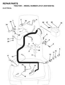 Electrical Diagram and Parts List for LR121 (954140001B)(1997-01) Husqvarna Lawn Tractor