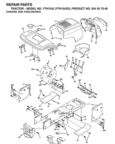 Chassis And Enclosures Diagram and Parts List for YTH1542 (954567048)(2001-11) Husqvarna Lawn Tractor