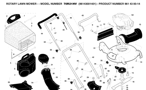 Repair Parts 2 Diagram and Parts List for 70R21HV (96143001400)(2005-11) Husqvarna Lawn Mower