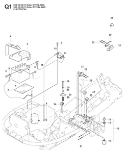 Electrical 2 Diagram and Parts List for RIDER15V2AWD (965200901)(2008-01) Husqvarna Lawn Mower