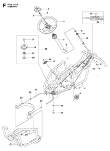 Steering Diagram and Parts List for R111B (965996801)(2011-02) Husqvarna Lawn Mower