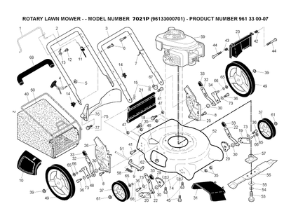 Product Complete Diagram and Parts List for 6021P (917384520)(2010-11) Husqvarna Lawn Mower
