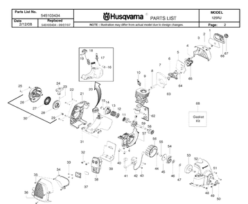 Engine Diagram and Parts List for 125RJ 20082200001-Current Husqvarna Brush Cutter