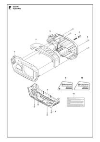 Housing Diagram and Parts List for 525IHF3  Husqvarna Trimmer