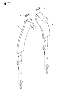 Harness Diagram and Parts List for 130BT (965102204)(20070100001-20133299999) Husqvarna Leaf Blower / Vacuum