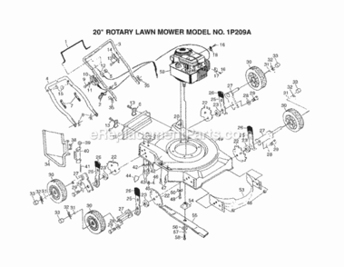 Page A Diagram and Parts List for 1P209A 1999 And Before Husqvarna Lawn Mower