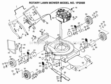 Page A Diagram and Parts List for 1P209B 1999 And Before Husqvarna Lawn Mower