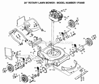 Page A Diagram and Parts List for 1P309B 1999 And Before Husqvarna Lawn Mower