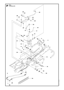 Hydraulics Diagram and Parts List for PF21 (965192401)(2011-03) Husqvarna Lawn Tractor