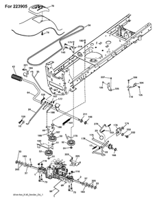Drive Diagram and Parts List for YTH2246 2018 Husqvarna Lawn Tractor