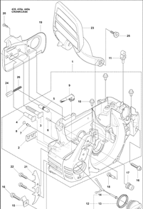 Crankcase Diagram and Parts List for 440E 2009-02 Husqvarna Chainsaw