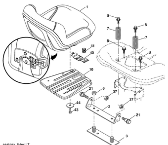 Seat Assembly Diagram and Parts List for YTH2042 (96043010600)(2009-12) Husqvarna Lawn Mower