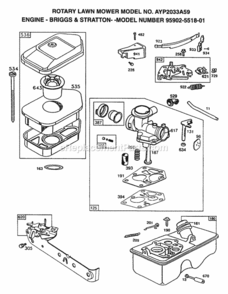 Page B Diagram and Parts List for 2033A59 1999 And Before Husqvarna Lawn Mower