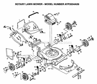 Page C Diagram and Parts List for 2034A59 1999 And Before Husqvarna Lawn Mower