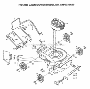 Page A Diagram and Parts List for 2035A99 1999 Husqvarna Lawn Mower