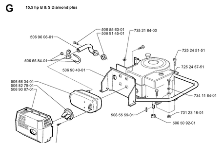 Engine Diagram and Parts List for RIDER970HST 1998-03 Husqvarna Lawn Mower