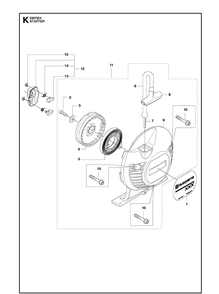 Starter Diagram and Parts List for 535FBX  Husqvarna Brush Cutter