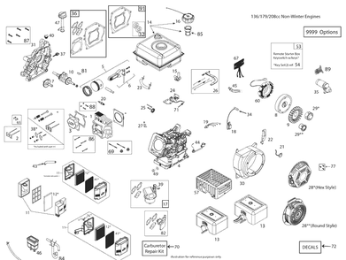 Engine Diagram and Parts List for TR317 (96093002900)(2017-09) Husqvarna Cultivator